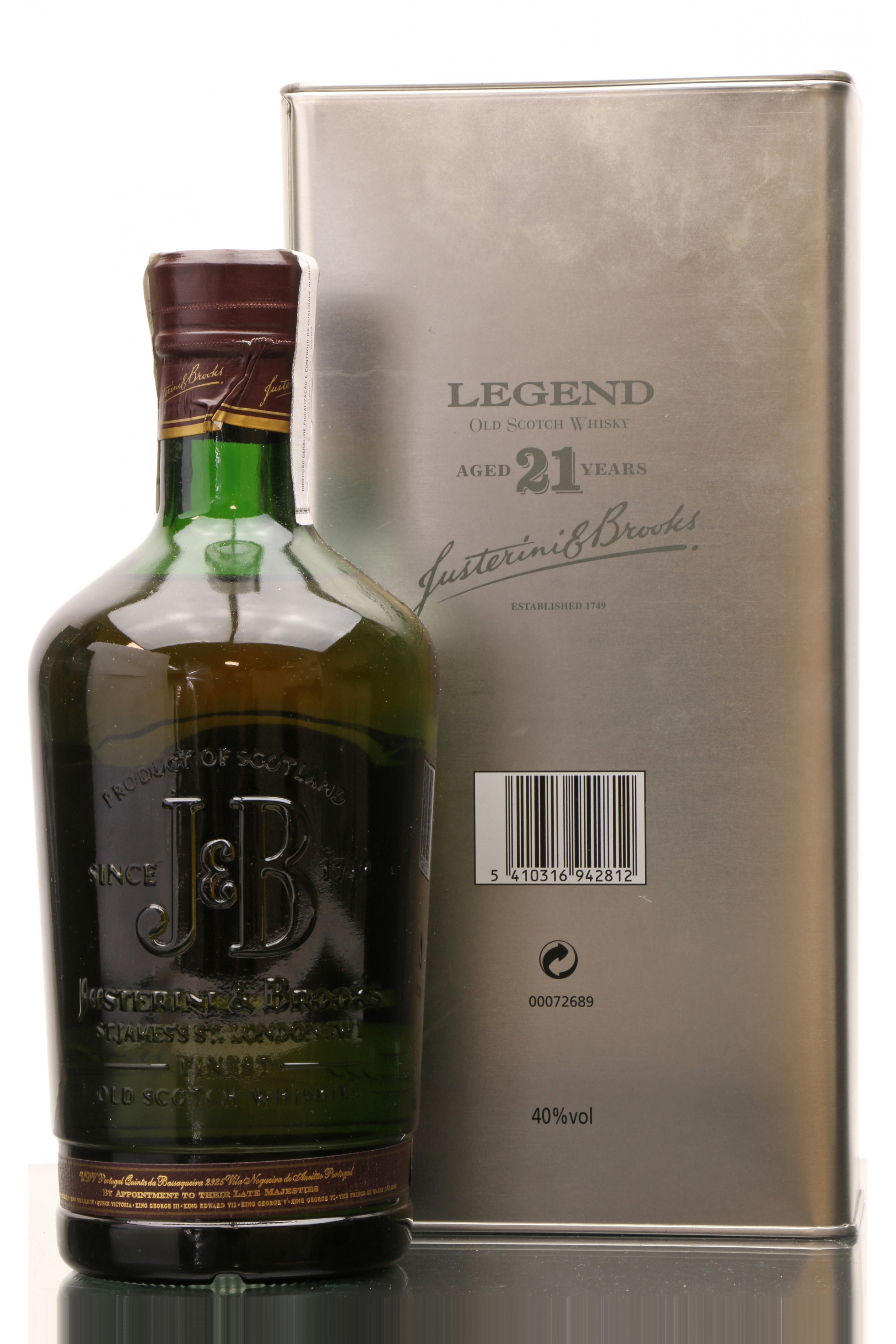 J&B Justerini & Brooks Legend 21 Year Old Blended Scotch Whisky