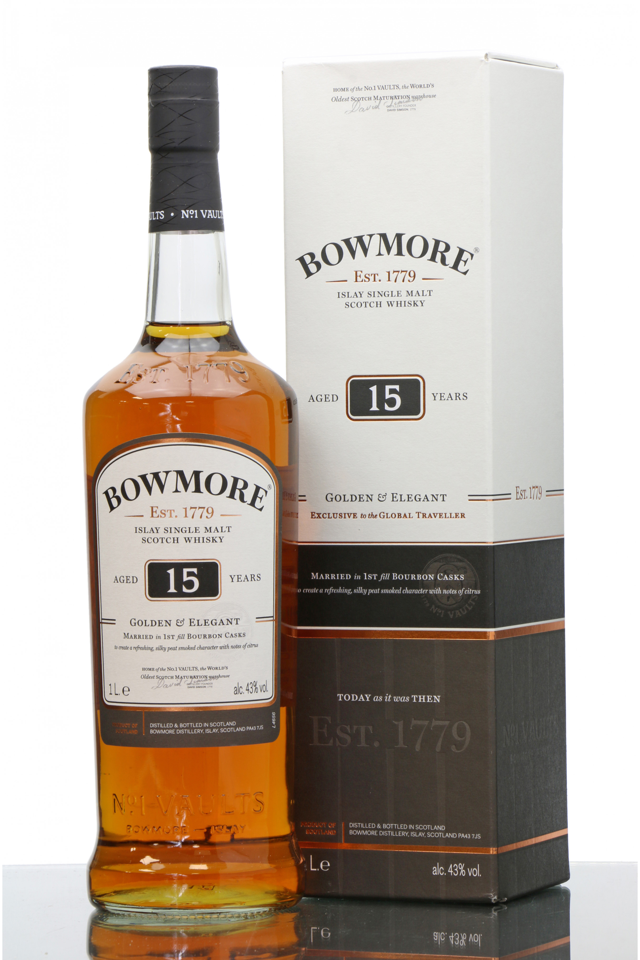 Bowmore 15 Years Old - Golden & Elegant (1 Litre) - Just Whisky