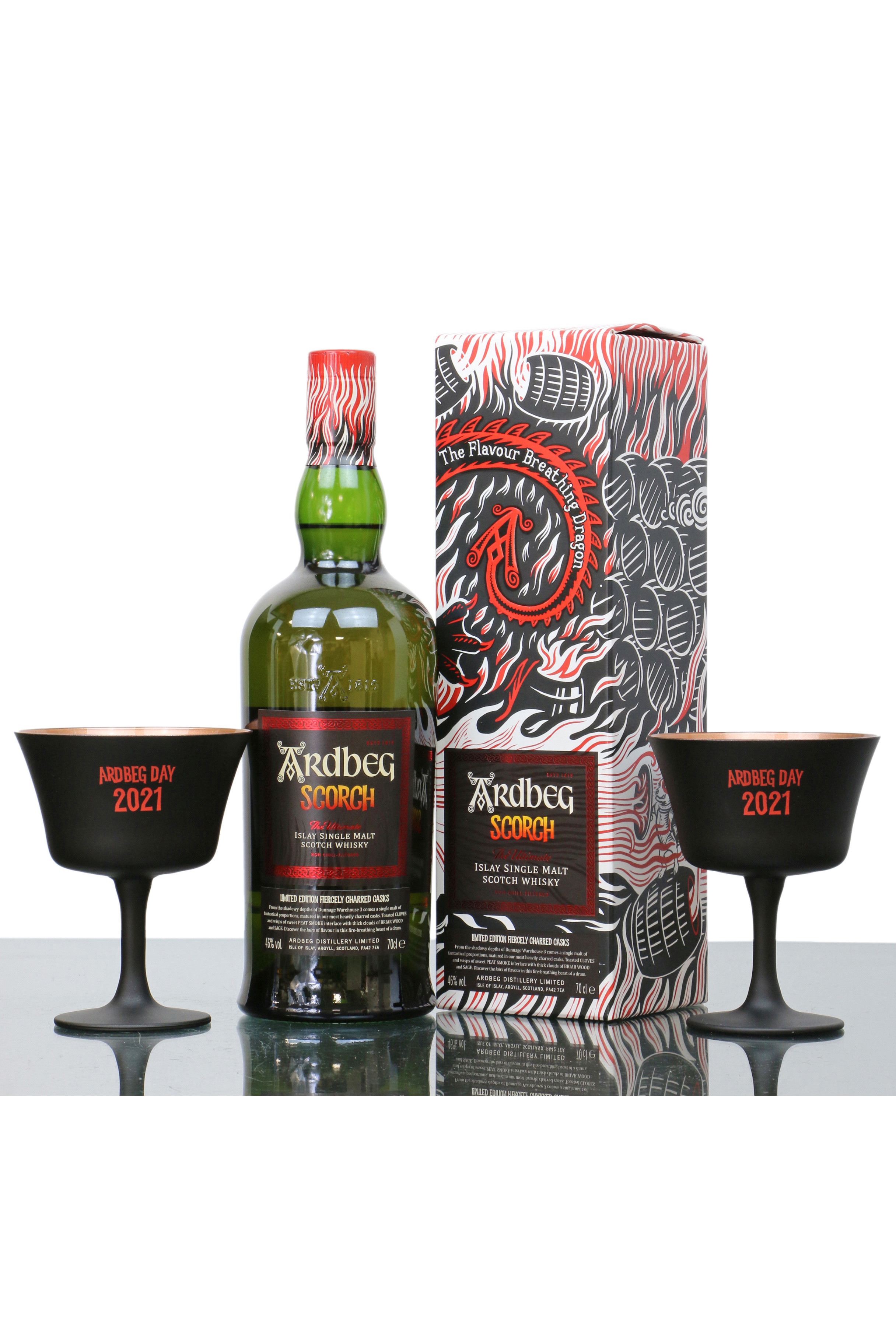 Ardbeg Scorch & 2x Ardbeg Day 2021 Glasses - Just Whisky Auctions