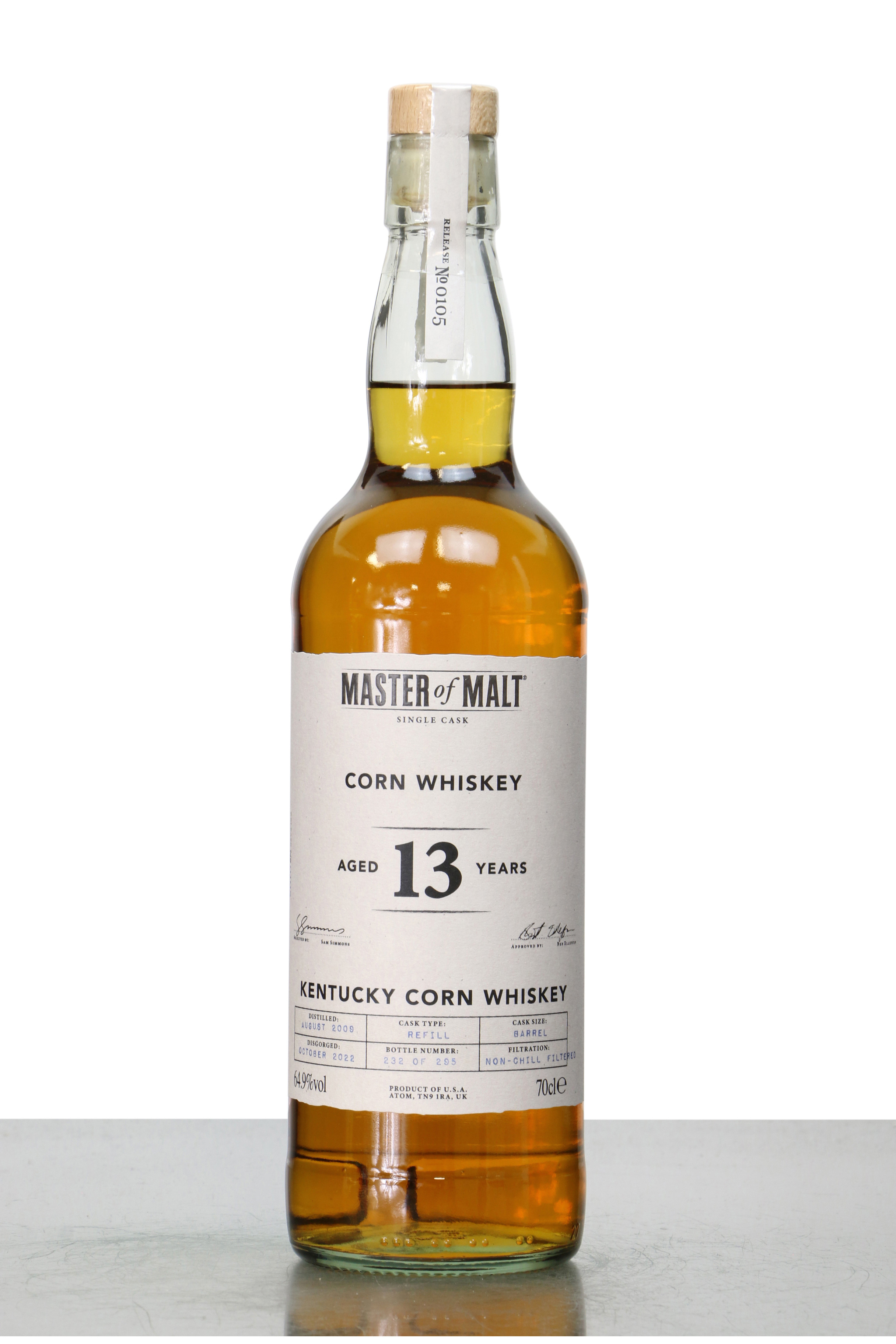 Kentucky Corn Whiskey 13 Years Old 2009 - Master Of Malt Single