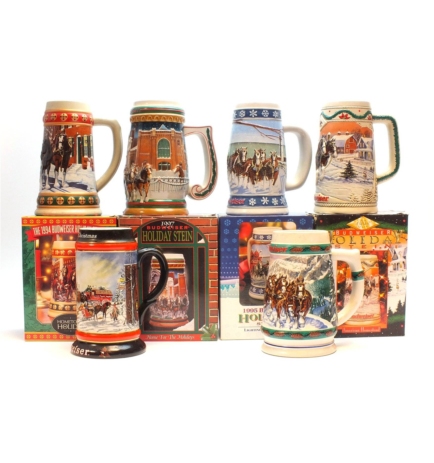 Budweiser Holiday Steins x6 Just Whisky Auctions