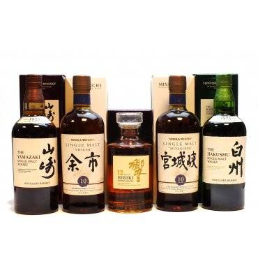 Japanese Whisky x5 Hakushu Hibiki Yoichi Miyagikyo Yamazaki