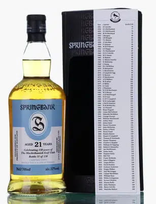 Springbank 21 Years Old | The Machrihanish Golf Club 150th Anniversary (26/91) For Auction
