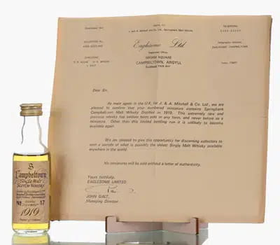 Springbank 50 Years Old 1919 | 1970 Miniature No.17 | Incl Certificate For Auction